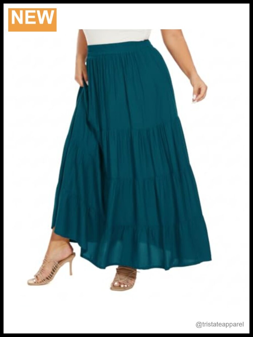 Women's Boho Tiered Maxi Skirt – 100% Premium Rayon, Elastic Waist, Renaissance